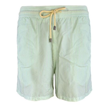 Solid & Striped Men The Classic Drawstrings Swim Short Trunks In Aquamarine & White In Multi