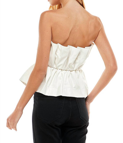 Shop Tcec Alamont Faux Leather Strapless Top In Cream In White