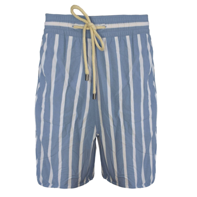 Solid & Striped Men The Classic Drawstrings Swim Shorts Trunks In Steel Blue White In Multi