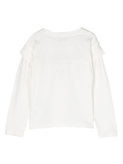 Shop Moschino Logo-print Long-sleeve T-shirt In White