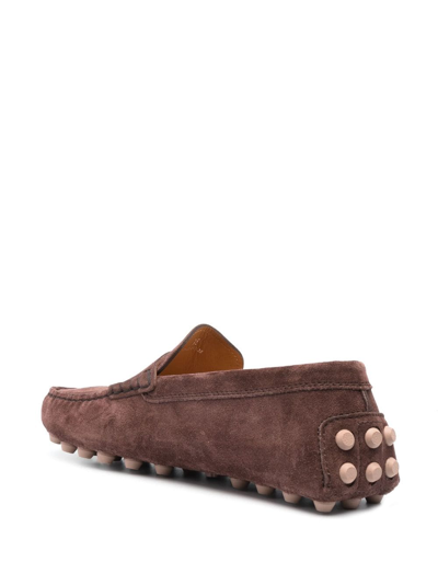 Shop Tod's Gommino Bubble Suede Loafers In Brown