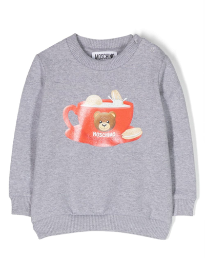Shop Moschino Teddy Bear-motif Jersey-fleece Sweatshirt In Grau