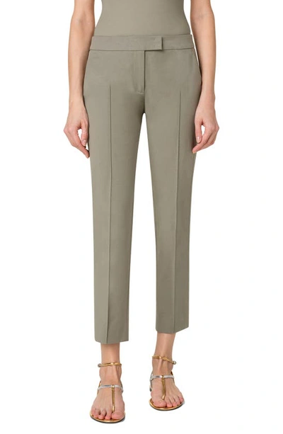 Shop Akris Punto Frankie Cotton Stretch Gabardine Ankle Pants In Khaki