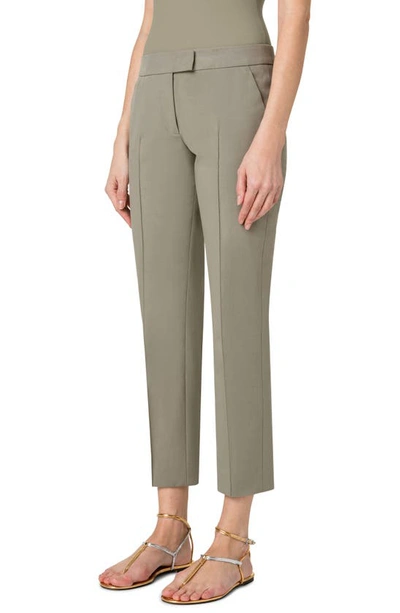 Shop Akris Punto Frankie Cotton Stretch Gabardine Ankle Pants In Khaki