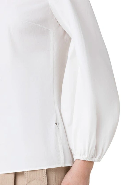 Shop Akris Punto Long Sleeve Cotton Popover Blouse In 011 Cream