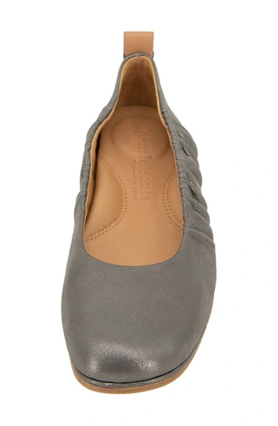 Gentle Souls By Kenneth Cole Mavis Ballet Flat In Pewter Leather
