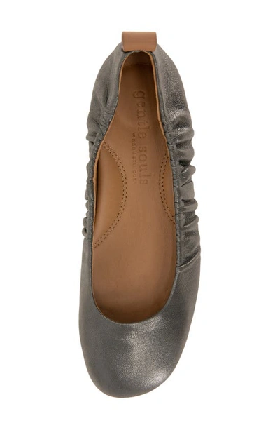 Gentle Souls By Kenneth Cole Mavis Ballet Flat In Pewter Leather