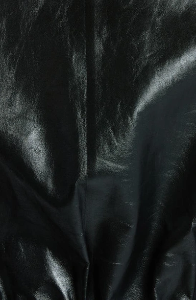 Shop Bottega Veneta Elastic Waist Lambskin Leather Shirt In Black