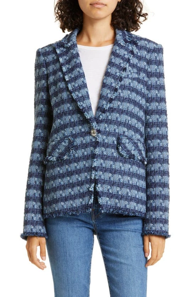 Shop Veronica Beard Cutaway Tweed Dickey Jacket In Blue Multi