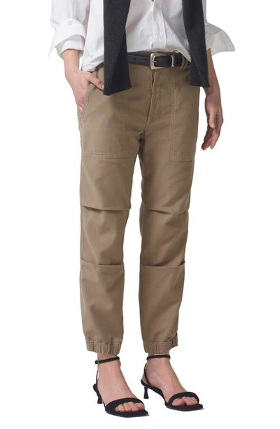 Shop Citizens Of Humanity Agni Crop Twill Utility Trousers In Cocolette