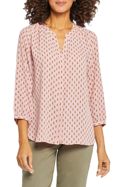 Shop Nydj High-low Crepe Blouse In Conch Bar
