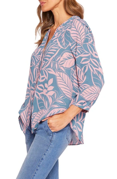 Shop Nydj High-low Crepe Blouse In Reef Valley