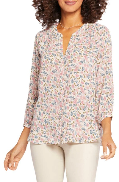 Shop Nydj High-low Crepe Blouse In Harlowe Hill