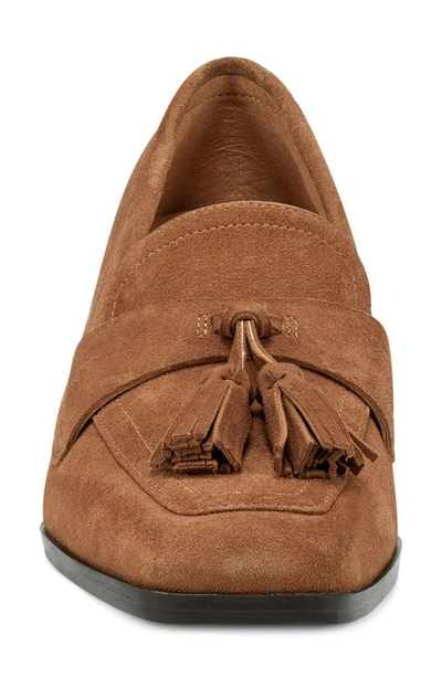 Shop Easy Spirit Drew Block Heel Tassel Loafer In Medium Brown Suede