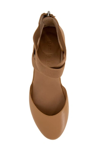 Gentle Souls By Kenneth Cole Gentle Souls Signature Noa Elastic Strap D'orsay Sandal In Camel Leather