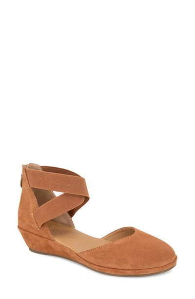 Shop Gentle Souls By Kenneth Cole Gentle Souls Signature Noa Elastic Strap D'orsay Sandal In Mid Brown Suede