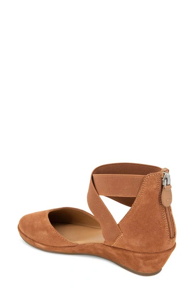 Gentle Souls By Kenneth Cole Gentle Souls Signature Noa Elastic Strap D'orsay Sandal In Mid Brown Suede