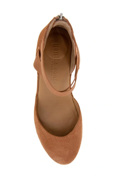 Gentle Souls By Kenneth Cole Gentle Souls Signature Noa Elastic Strap D'orsay Sandal In Mid Brown Suede