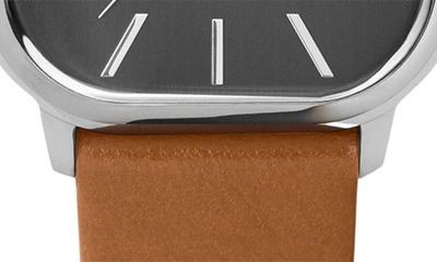 Shop Breda Visser Square Leather Strap Watch, 35mm In Brown/ Grey/ Silver