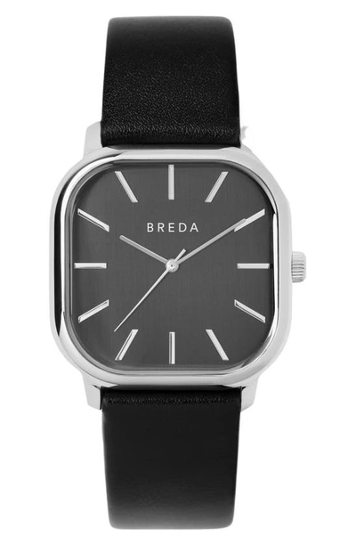 Shop Breda Visser Leather Strap Watch, 35mm In Silver/ Black