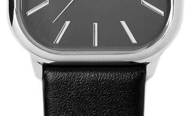 Shop Breda Visser Leather Strap Watch, 35mm In Silver/ Black