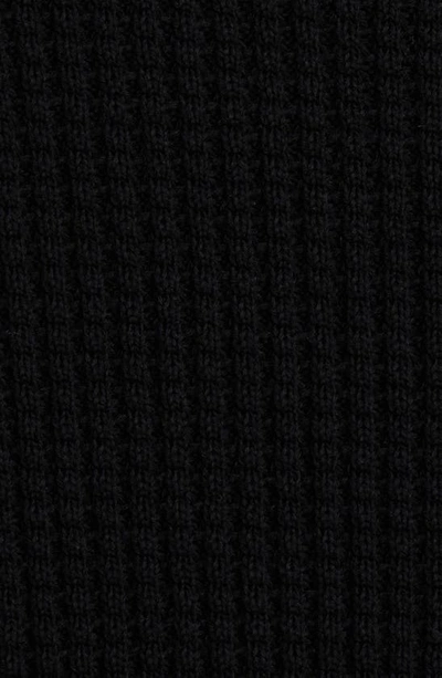 Moncler Reflective Logo Patch Waffle Knit Sweater In Black