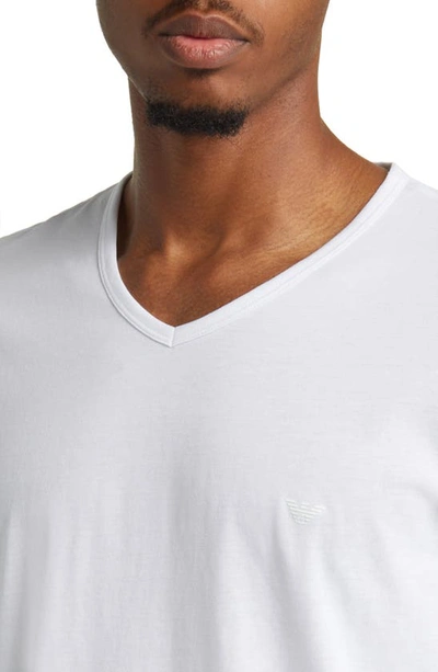 Shop Emporio Armani 3-pack V-neck Cotton T-shirts In White