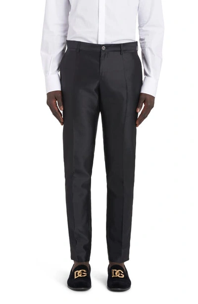 Shop Dolce & Gabbana Sicilia Fit Silk Shantung Two-piece Suit In Black