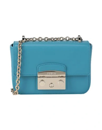 Furla Woman Shoulder Bag Pastel Blue Size - Soft Leather In Blue