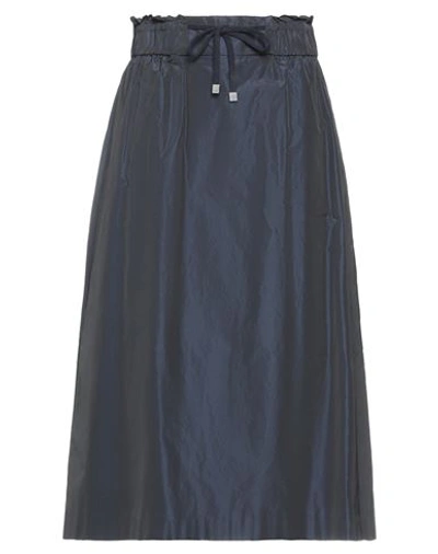 Shop Peserico Woman Midi Skirt Midnight Blue Size 6 Polyester, Wool, Cashmere, Metallic Fiber