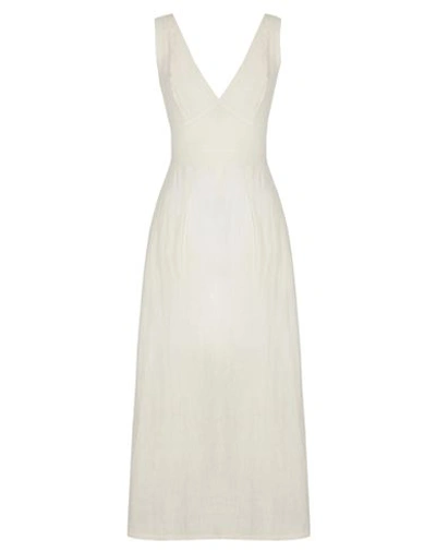 Shop 8 By Yoox Sleeveless Midi Dress Woman Midi Dress Ivory Size 12 Linen In White