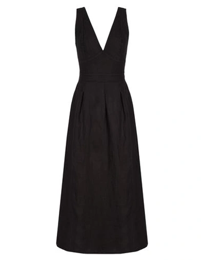 Shop 8 By Yoox Sleeveless Midi Dress Woman Midi Dress Black Size 10 Linen