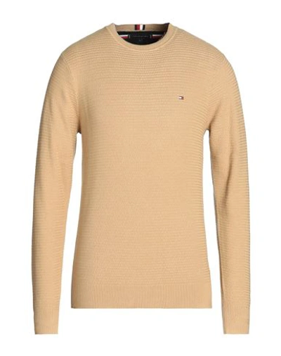 Tommy Hilfiger Man Sweater Camel Size Xl Cotton In Beige