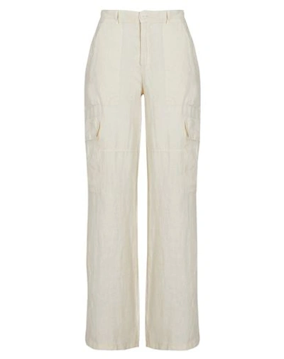 Shop 8 By Yoox Linen Cargo Pants Woman Pants Cream Size 10 Linen In White