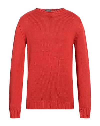 Rossopuro Man Sweater Orange Size 6 Cotton In Orange