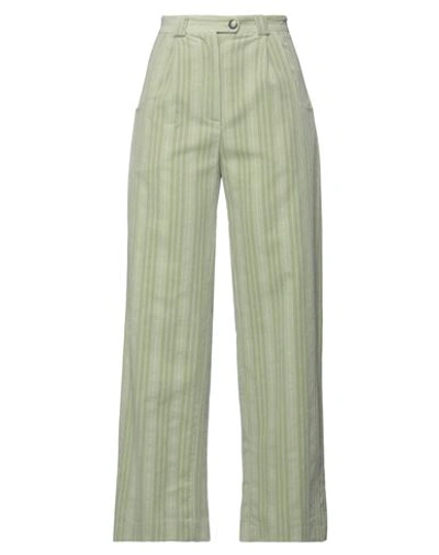 Tela Woman Pants Light Green Size 8 Cotton In Green