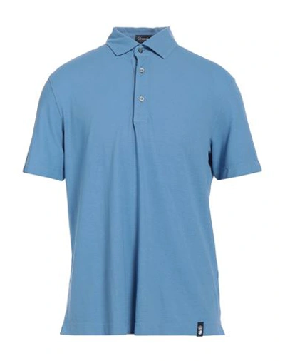 Shop Drumohr Man Polo Shirt Azure Size Xxl Cotton In Blue