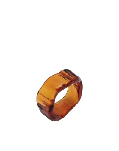 Shop Levens Jewels Isis Ring Woman Ring Tan Size 6 Borosilicate Glass In Brown