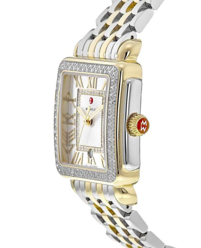 Pre-owned Michele Deco Madison Mid Diamond Two Tone Gold Mww06g000002 29mm Watch
