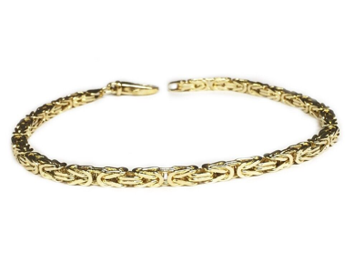 Pre-owned Nova 14k Solid Yellow Gold Mens Byzantine Square Super 9" 4mm 22grams Chain/bracelet In No Stone