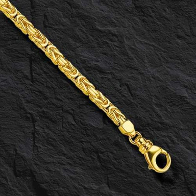 Pre-owned Nova 14k Solid Yellow Gold Mens Byzantine Square Super 9" 4mm 22grams Chain/bracelet In No Stone