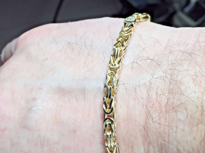 Pre-owned Nova 14k Solid Yellow Gold Mens Byzantine Square Super 9" 4mm 22grams Chain/bracelet In No Stone