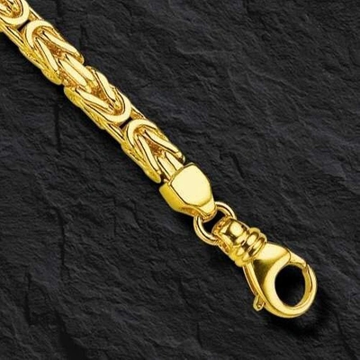 Pre-owned Nova 14k Solid Yellow Gold Mens Byzantine Square Super 9" 4mm 22grams Chain/bracelet In No Stone
