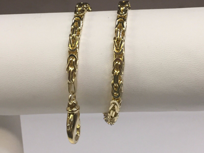 Pre-owned Nova 14k Solid Yellow Gold Mens Byzantine Square Super 9" 4mm 22grams Chain/bracelet In No Stone
