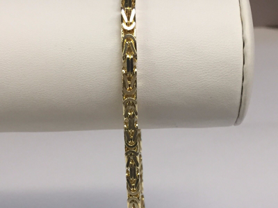 Pre-owned Nova 14k Solid Yellow Gold Mens Byzantine Square Super 9" 4mm 22grams Chain/bracelet In No Stone