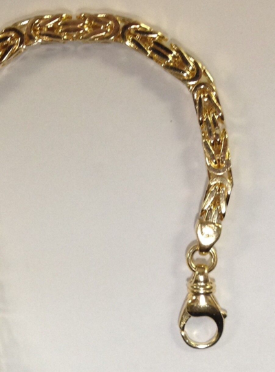 Pre-owned Nova 14k Solid Yellow Gold Mens Byzantine Square Super 9" 4mm 22grams Chain/bracelet In No Stone