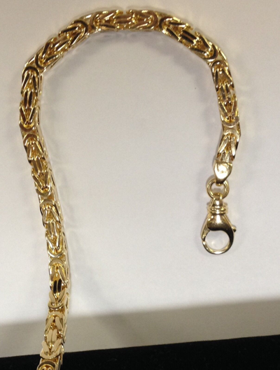 Pre-owned Nova 14k Solid Yellow Gold Mens Byzantine Square Super 9" 4mm 22grams Chain/bracelet In No Stone