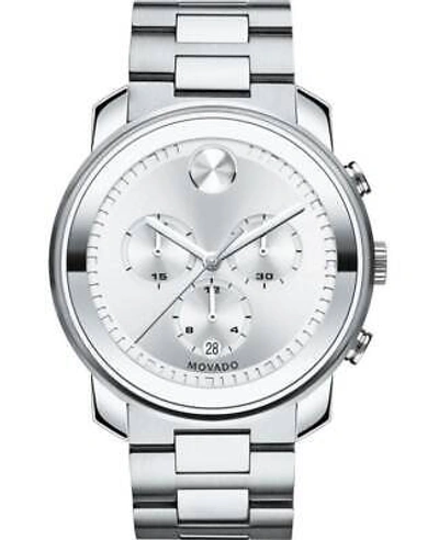 Pre-owned Movado Bold Silver Chronograph Dial Steel Men's Watch 3600276