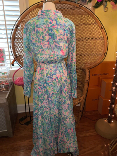 Pre-owned Lilly Pulitzer Kalina Midi Shirtdress Cabana Cocktail ? Size 8 In Multicolor