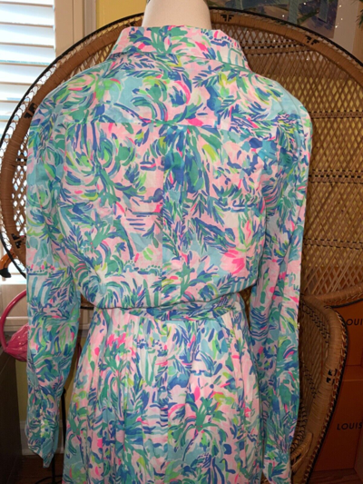 Pre-owned Lilly Pulitzer Kalina Midi Shirtdress Cabana Cocktail ? Size 8 In Multicolor